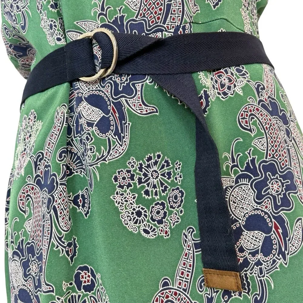 EUC Sea New‎ York Silk Sleeveless Midi Dress. Sz 8 Belted Pockets Fringe Green - Picture 9 of 16